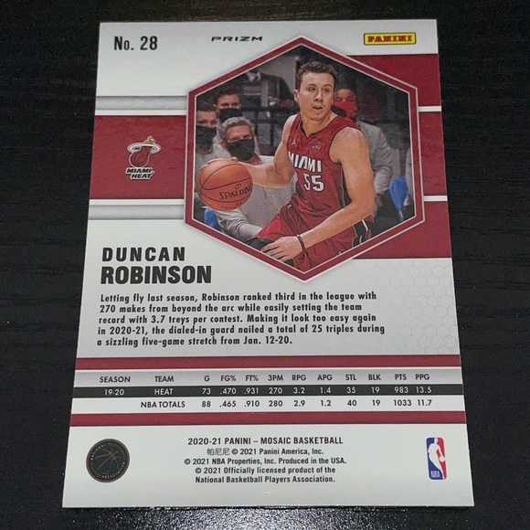 2020-21 DUNCAN ROBINSON MOSAIC GREEN PRIZM Miami Basketball Card #28 - Picture 2 of 2